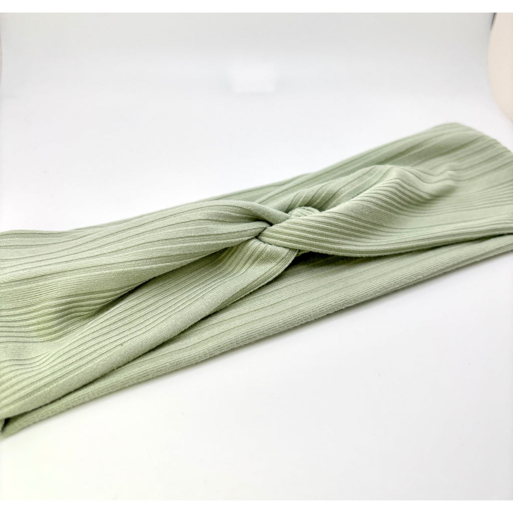 Sage Green Ribbed Twist Knot Headband