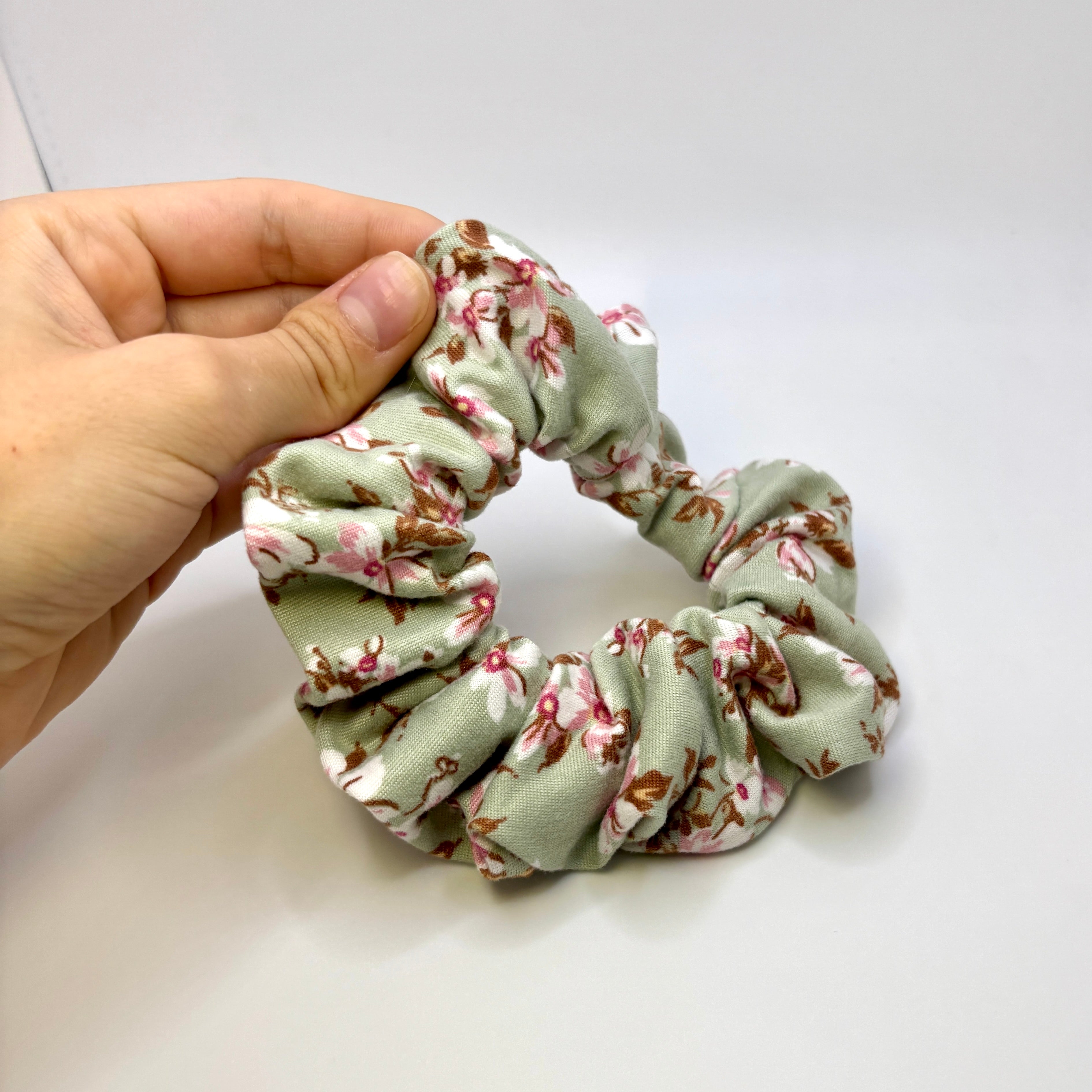 Mini Pink Floral Sage Scrunchie