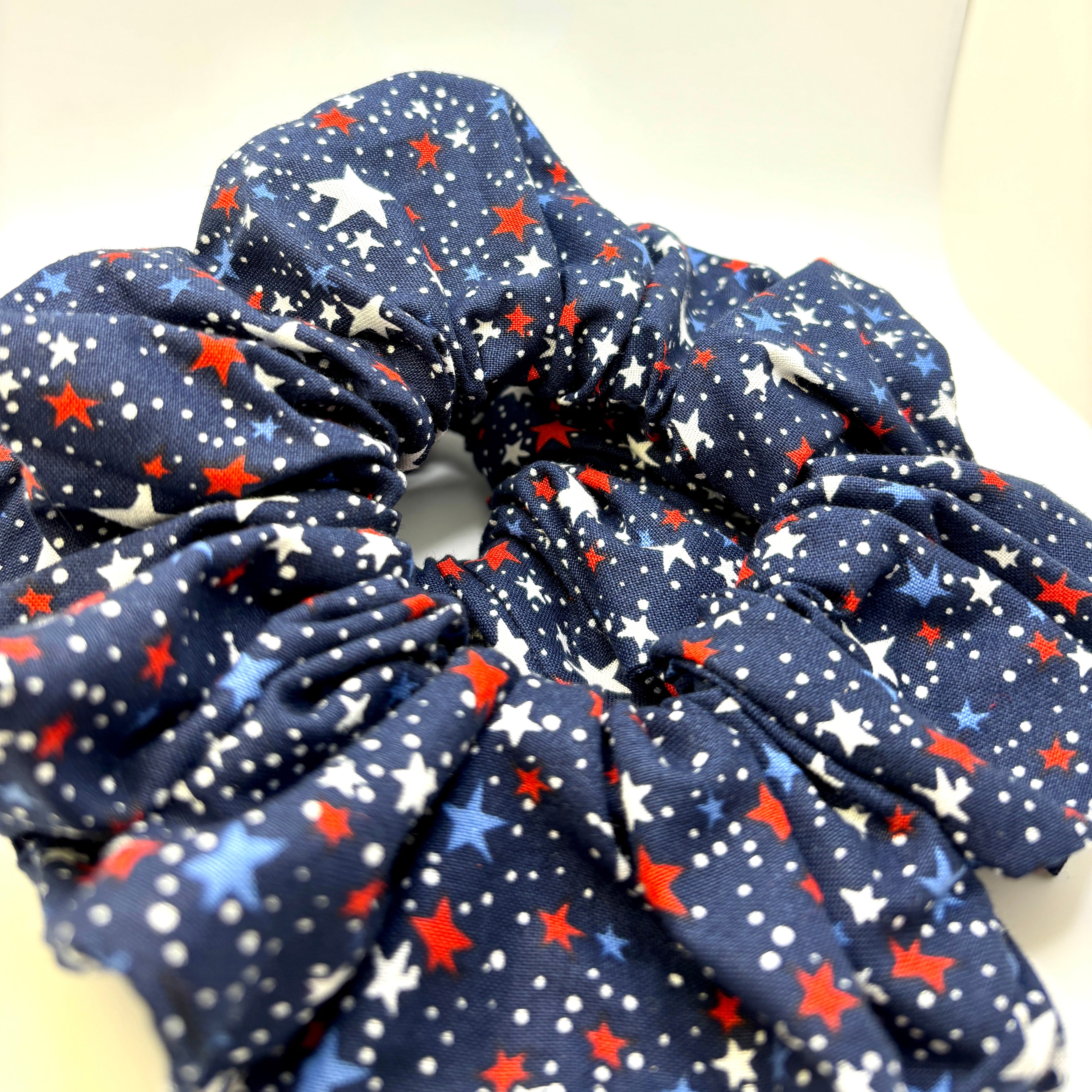 Navy Stars Patriotic Scrunchie
