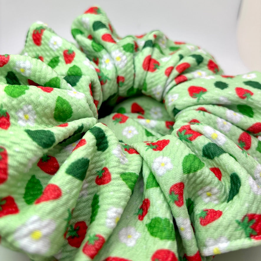 Green Strawberry Bullet Scrunchie