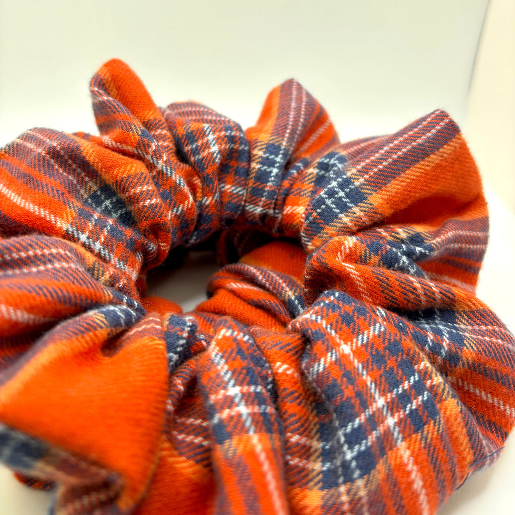 Orange & Navy Fall Plaid Scrunchie
