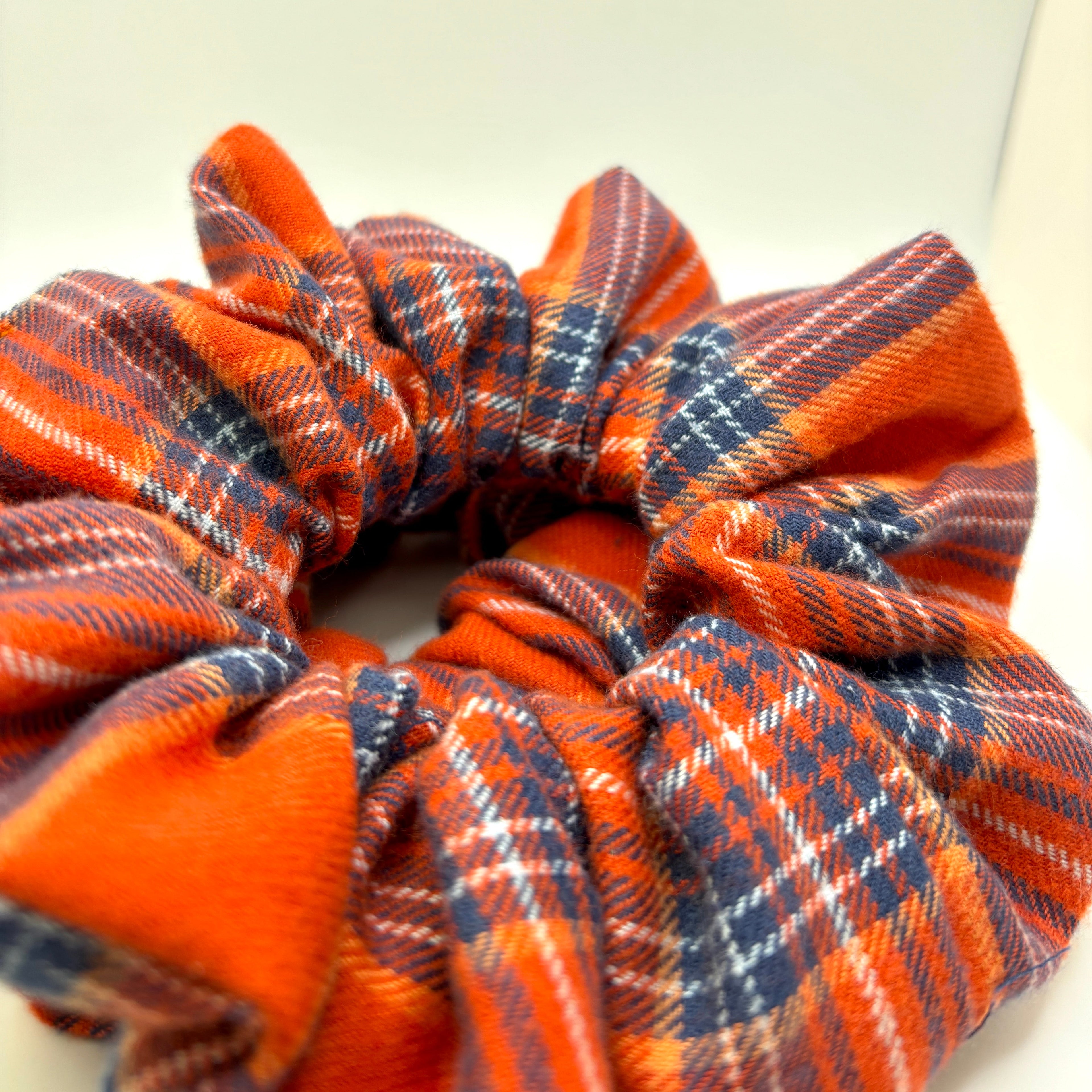 Orange & Navy Fall Plaid Scrunchie