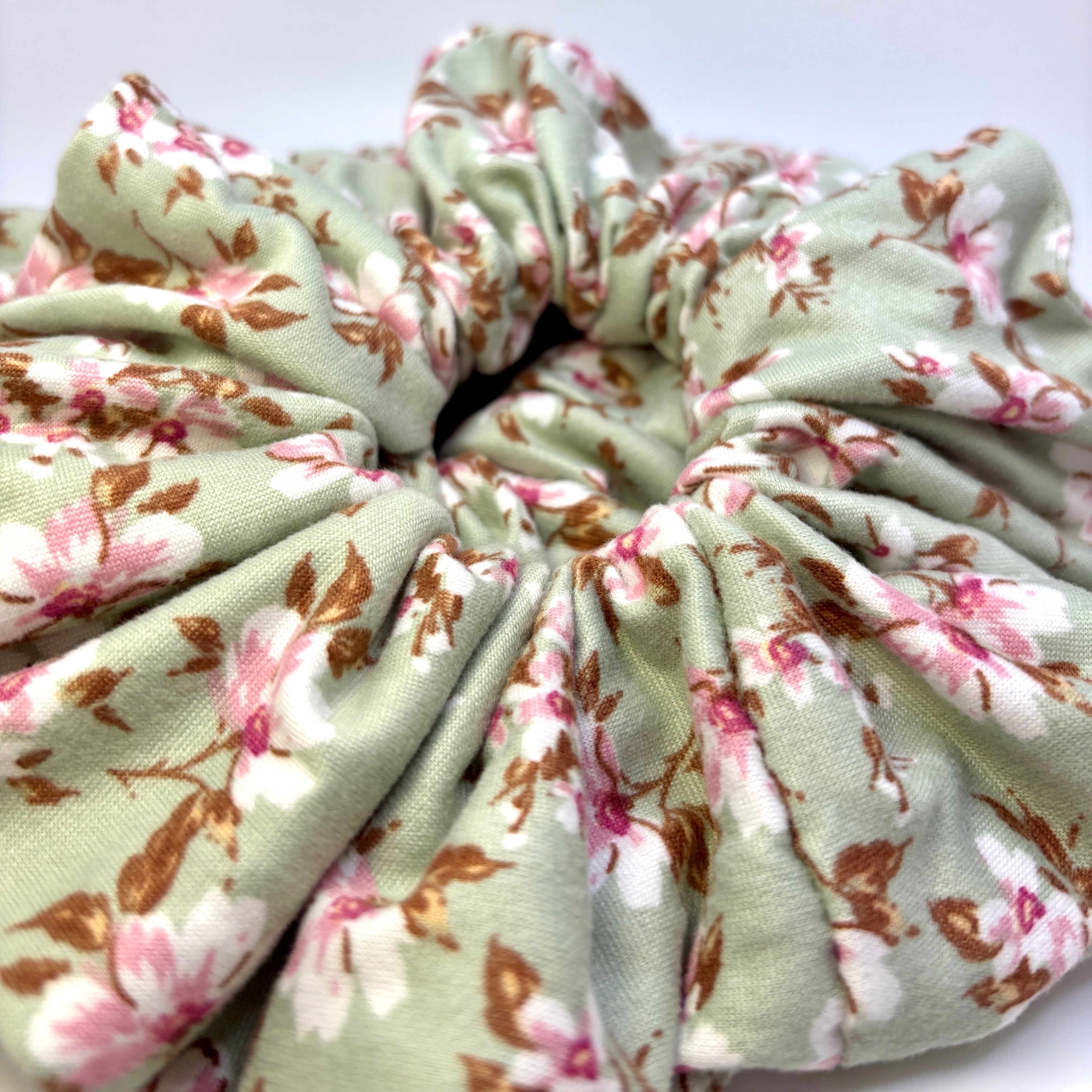 Pink Floral Sage Scrunchie
