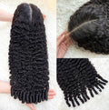 Black 100% Burmese Virgin Human Hair extensions shown in different angles on a white background