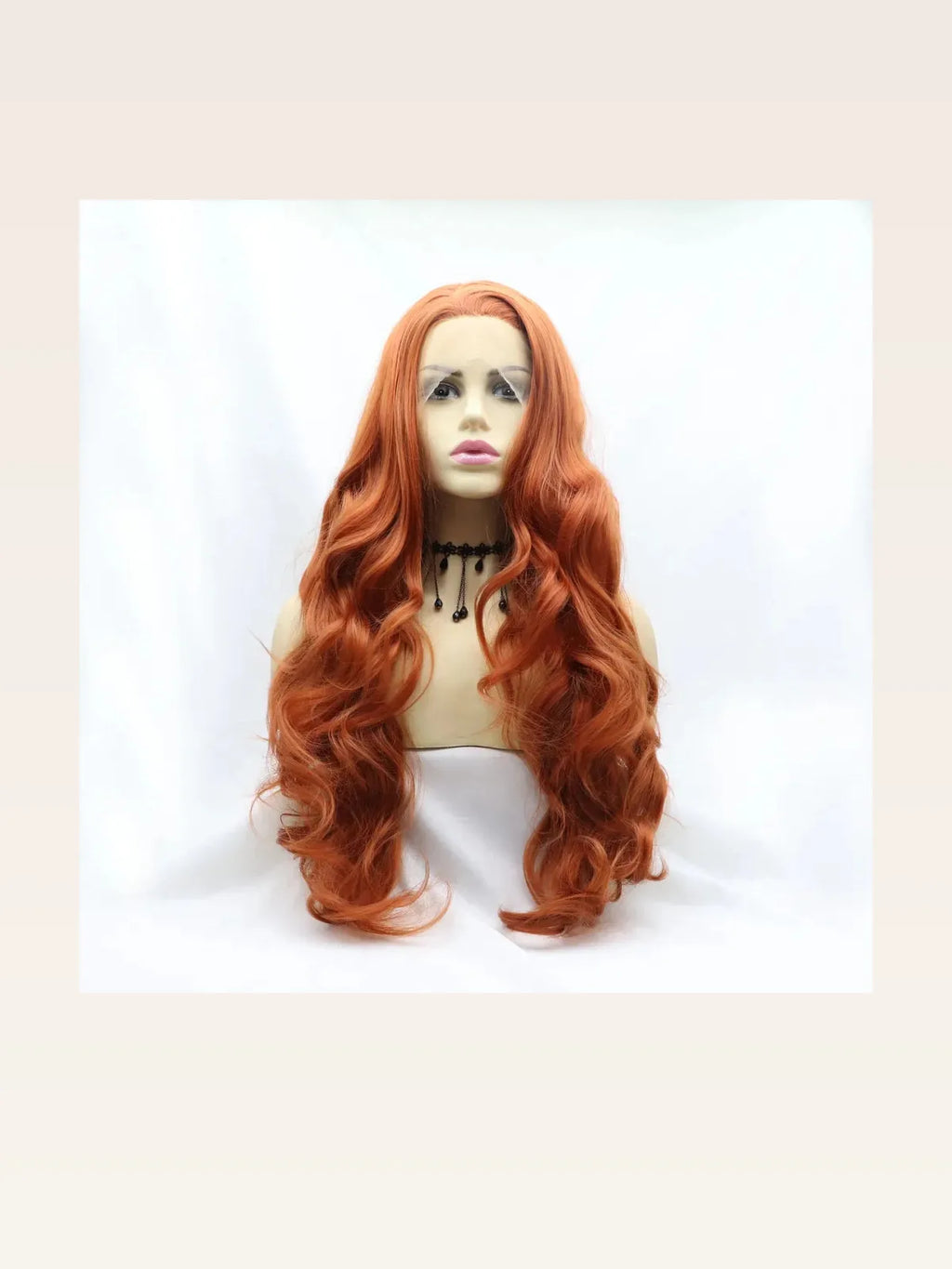 24" Lace Front Synthetic Wig in Ginger, Long Wavy
