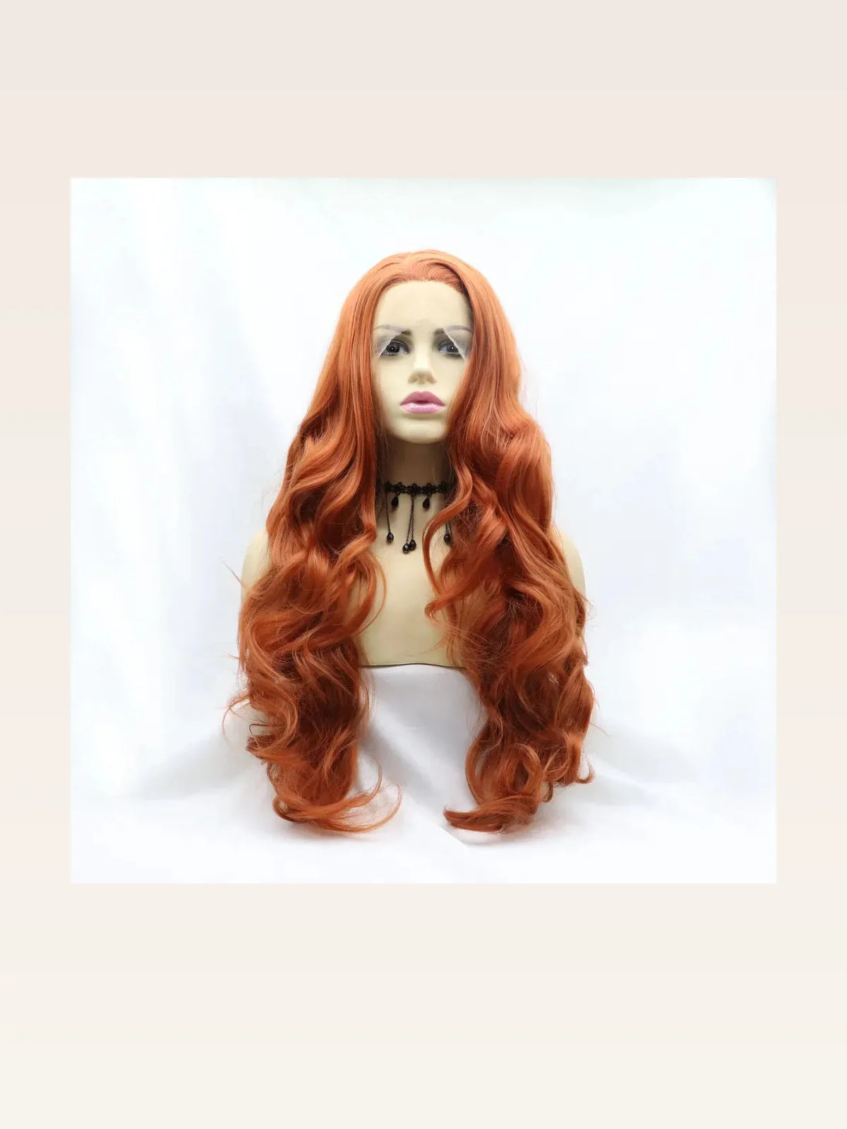 24" Lace Front Synthetic Wig in Ginger, Long Wavy