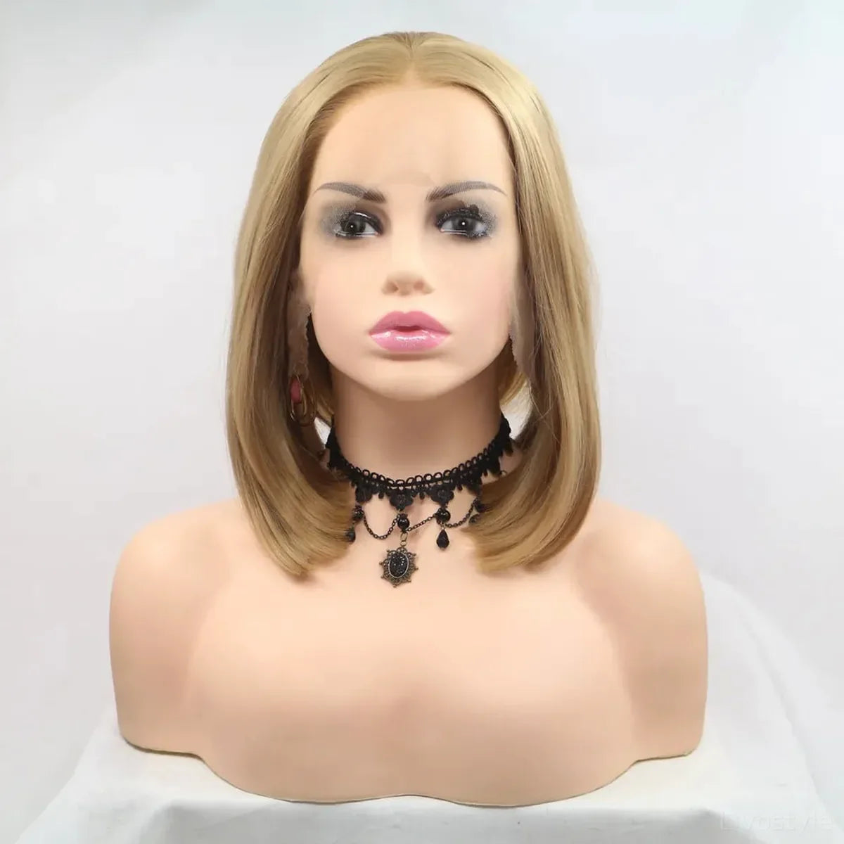 12" Lace Front Synthetic Wig in Blonde, Mid-Length Straight