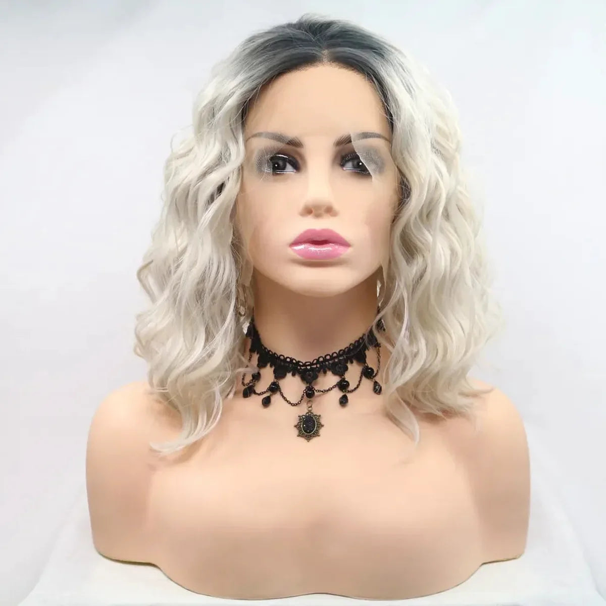 12" Lace Front Synthetic Wig, Mid-Length Wavy