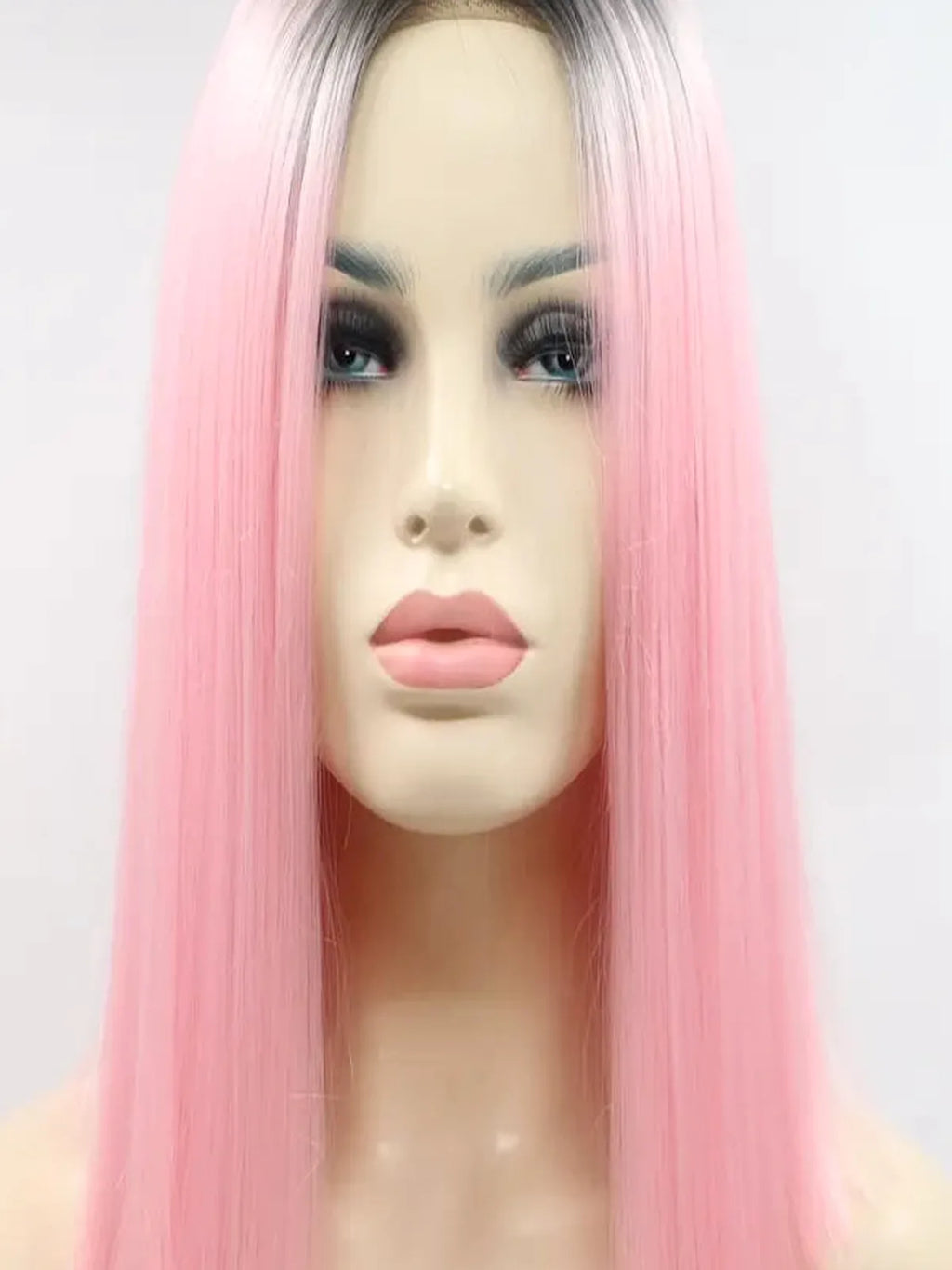12" Lace Front Synthetic Wig in Pink Ombre, Mid-Length