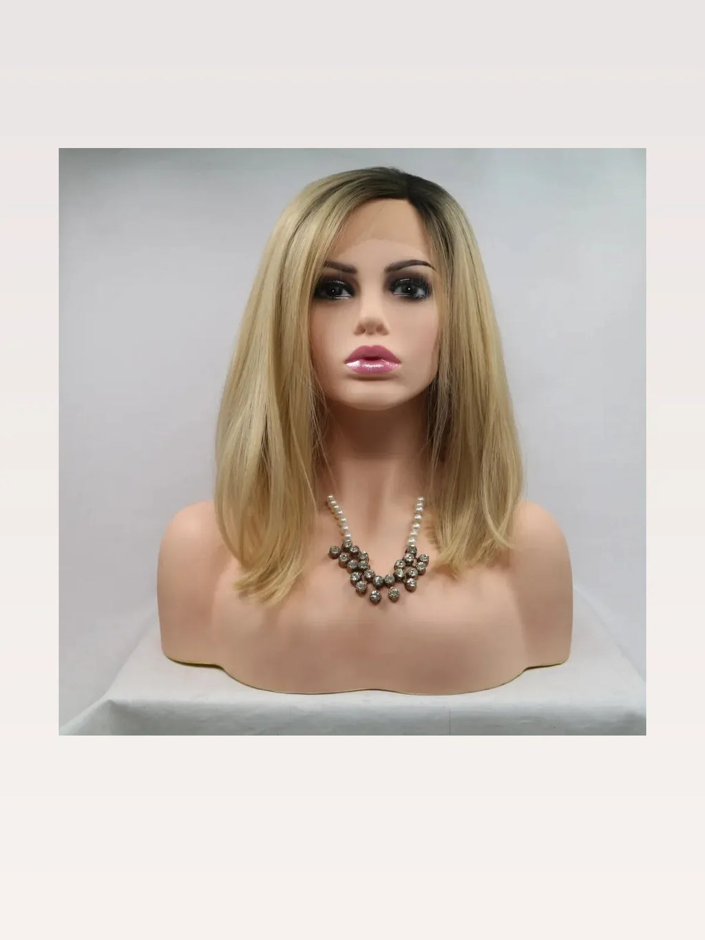 12" Lace Front Synthetic Wig in Blonde Ombre, Mid-Length