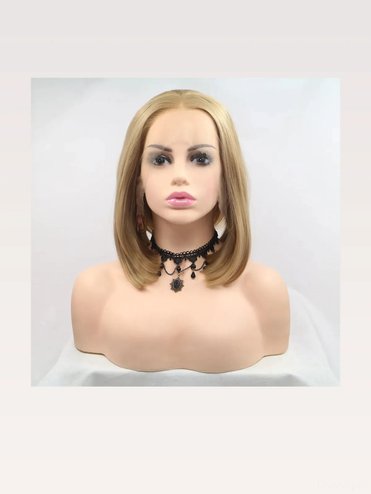 12" Lace Front Synthetic Wig in Blonde, Mid-Length Straight