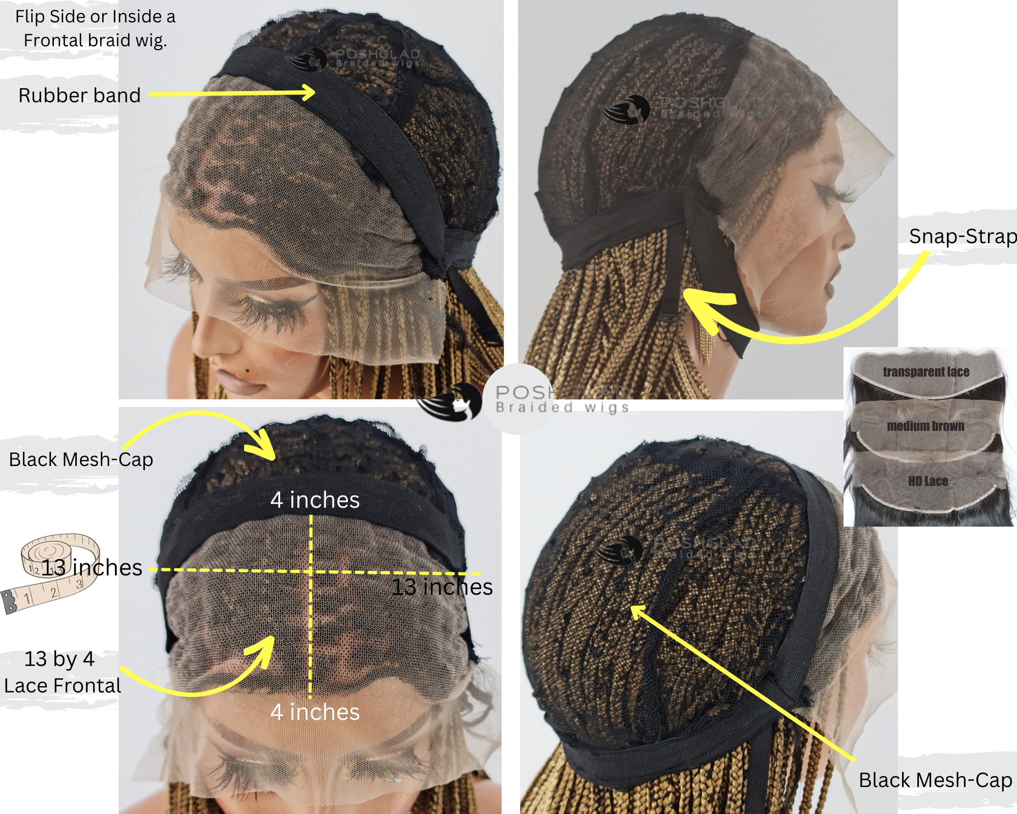 Kinky Twist Braided Wig (13 by 4 Frontal Lace) - Bessy