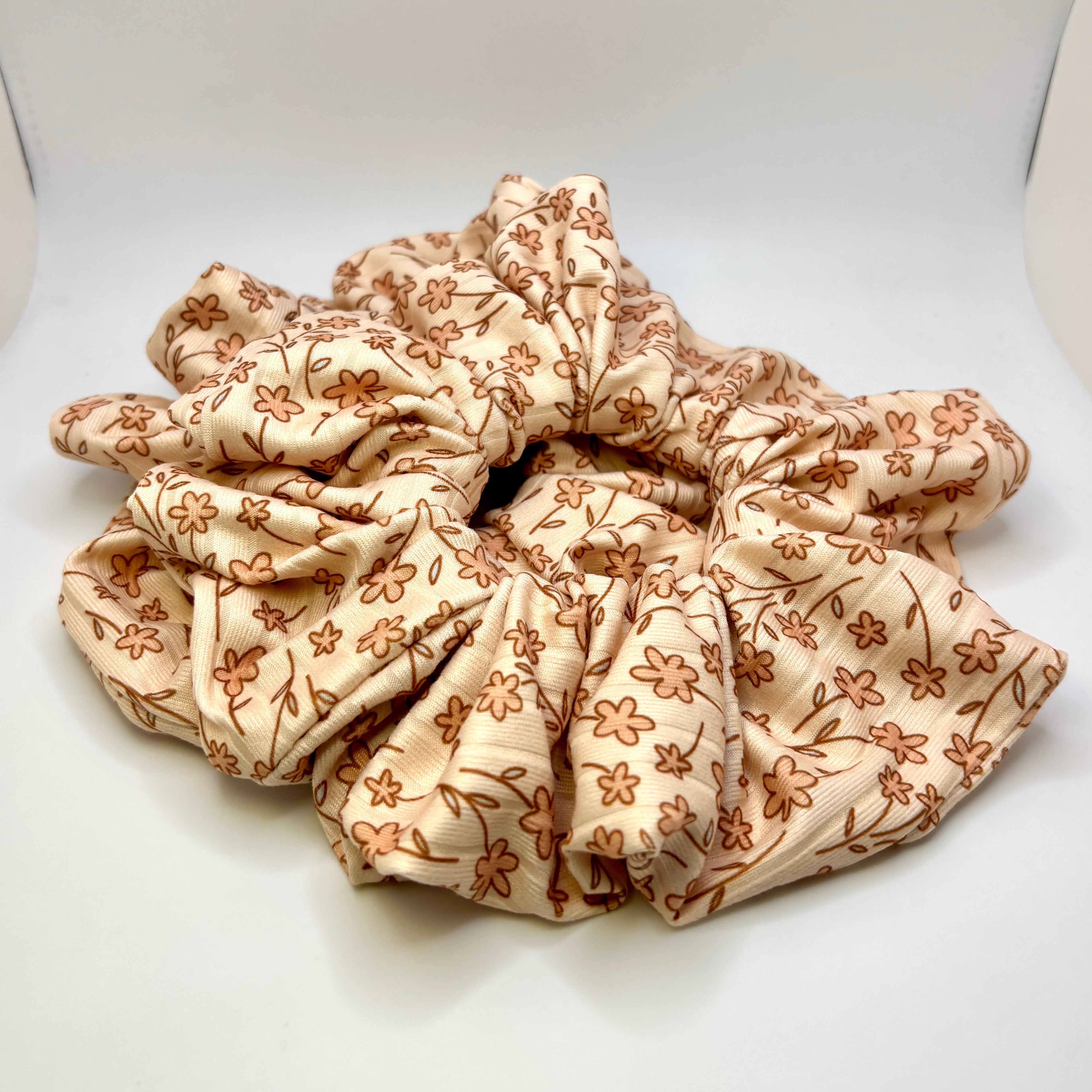 Ditsy Flower Fall Ribbed Scrunchie