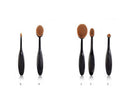 5-Piece Oval Makeup Brush Set with Black Ergonomic Handles and Ultra-Soft Dense Brown Bristles for Foundation, Concealer, Contouring, Blending and Flawless Face Makeup Application