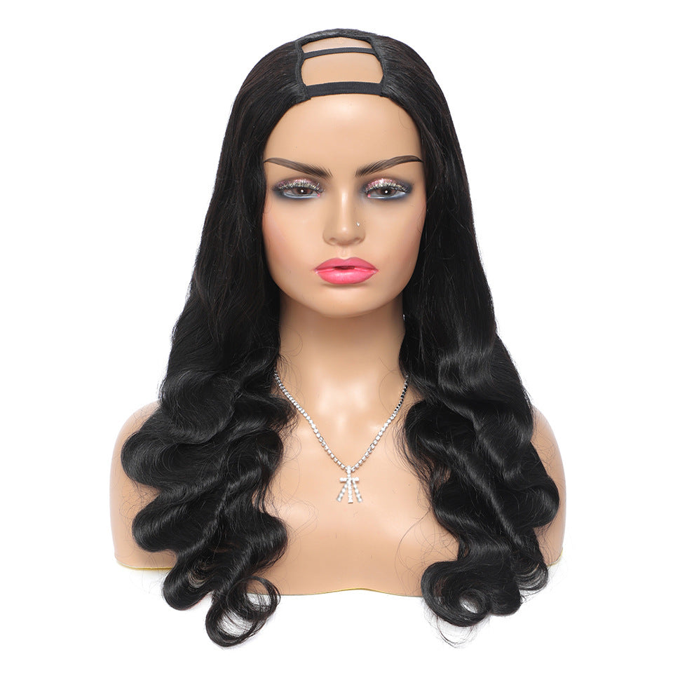 Brazilian Human Hair Body Wave U Part Wig, 150% Density Glueless Natural Black Long Wavy Wig for Women, 8–26 Inch