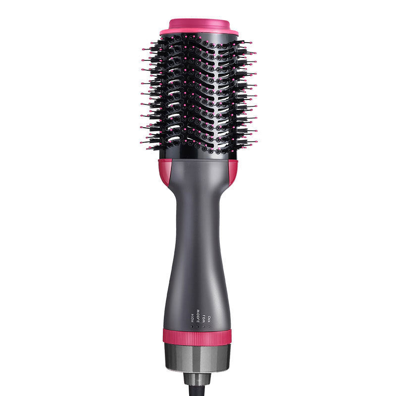 One-Step Electric Hair Dryer & Styler Hot Air Brush in Black and Pink with Oval Bristle Design for Fast Drying, Volumizing, Smoothing, Straightening, Frizz Control and Salon-Style Blowouts at Home