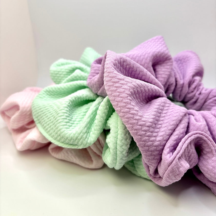 Pastel Spring Bullet Scrunchie Trio