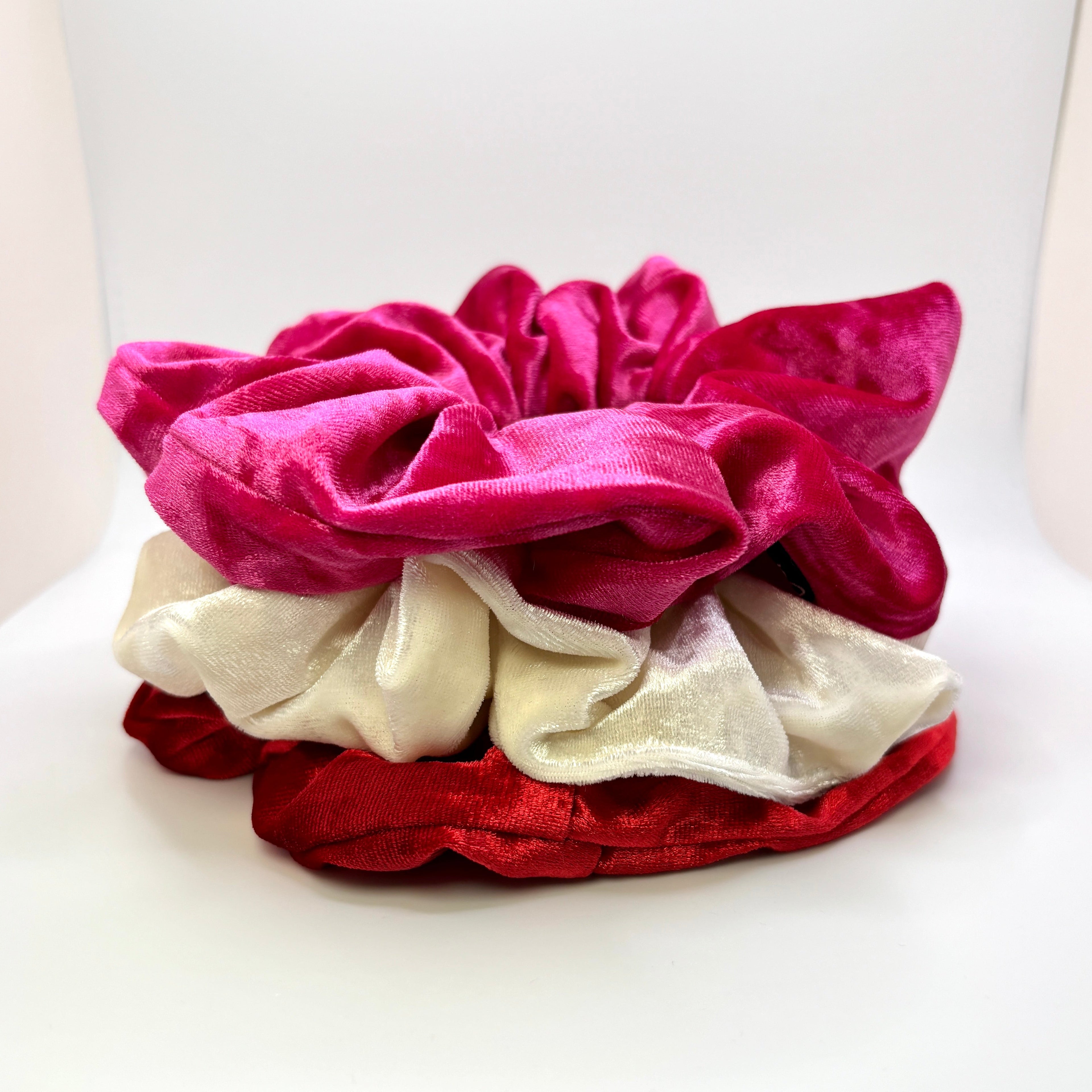 Sweetheart Crushed Velvet Scrunchie Trio
