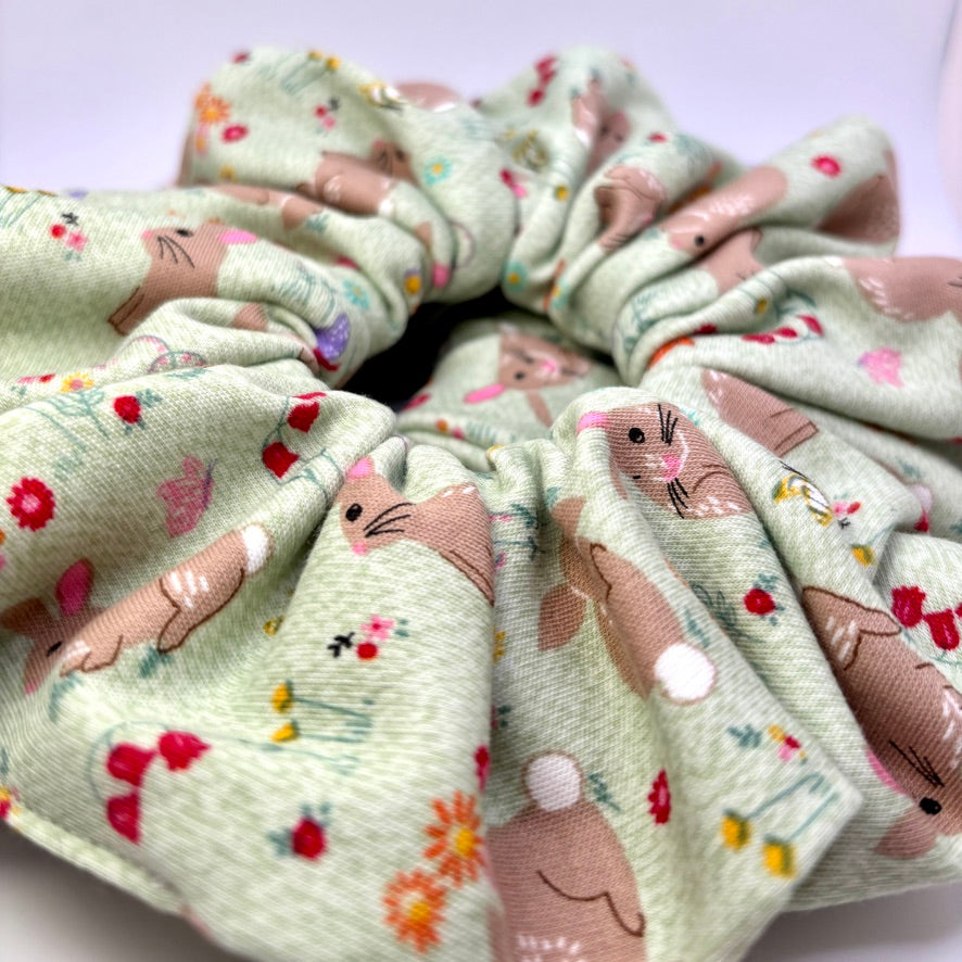 Green Bunnies Easter Scrunchie