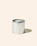 7.5 oz lustrous silver metal paint can candle vessel with matching lid, empty DIY candle making container for crafts, gifts, home décor and custom candles