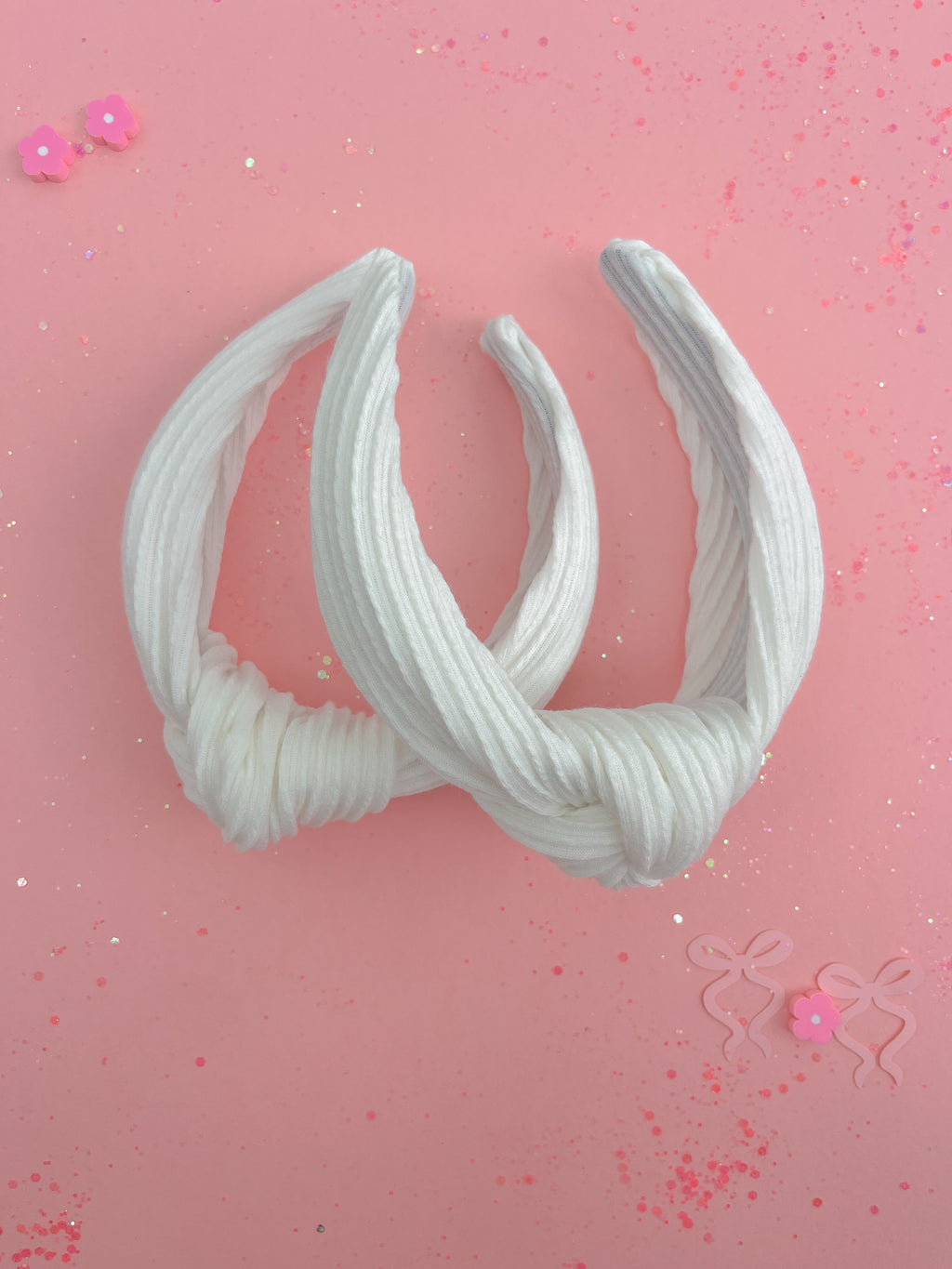 Crisp White Ribbed Knotted Headband