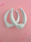 Crisp White Ribbed Knotted Headband