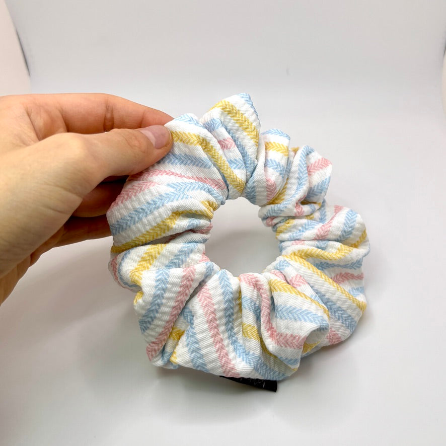 Mini Pastel Striped Easter Bullet Scrunchie