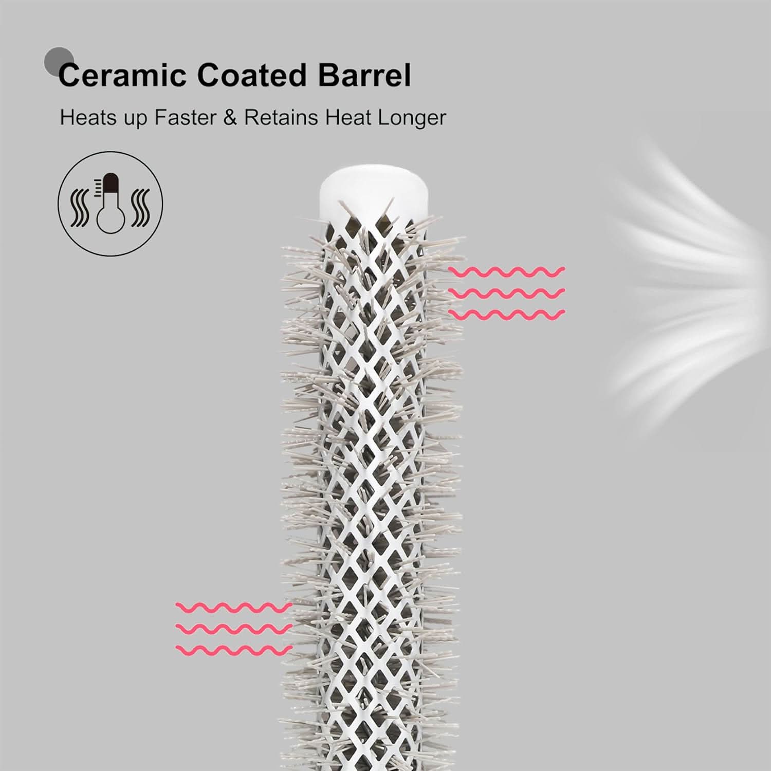 Eagle Fortress XL Ceramic + Ionic Round Hair Brush 1.26 in, Grey