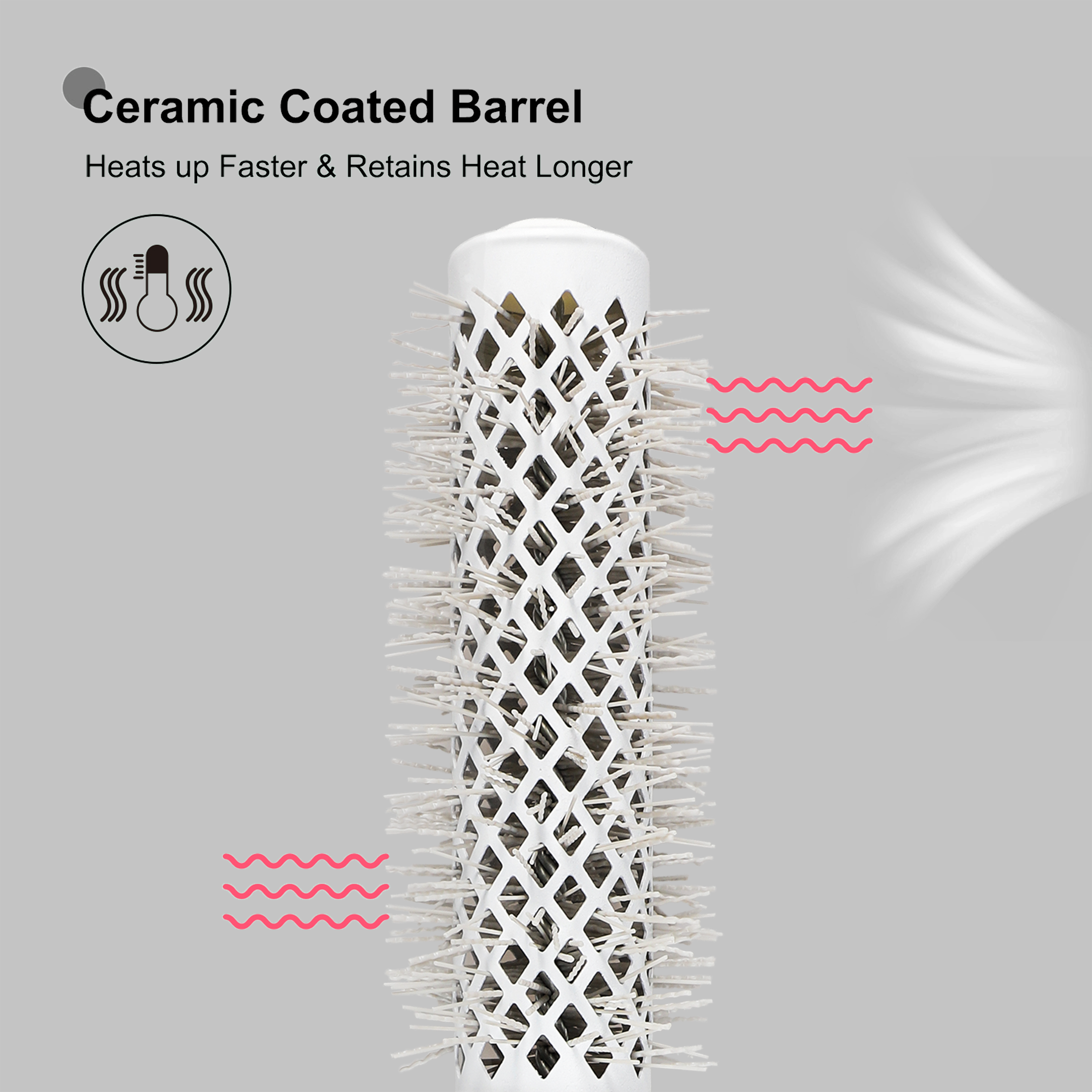 Eagle Fortress XL Ceramic + Ionic Round Hair Brush 0.98 in - Grey