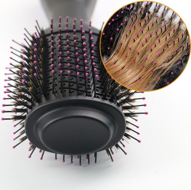 One-Step Electric Hair Dryer & Styler Hot Air Brush with Pink-Tipped Bristles for Fast Drying, Volumizing, Smoothing, Straightening, Detangling, Frizz Control & Salon-Style Blowouts