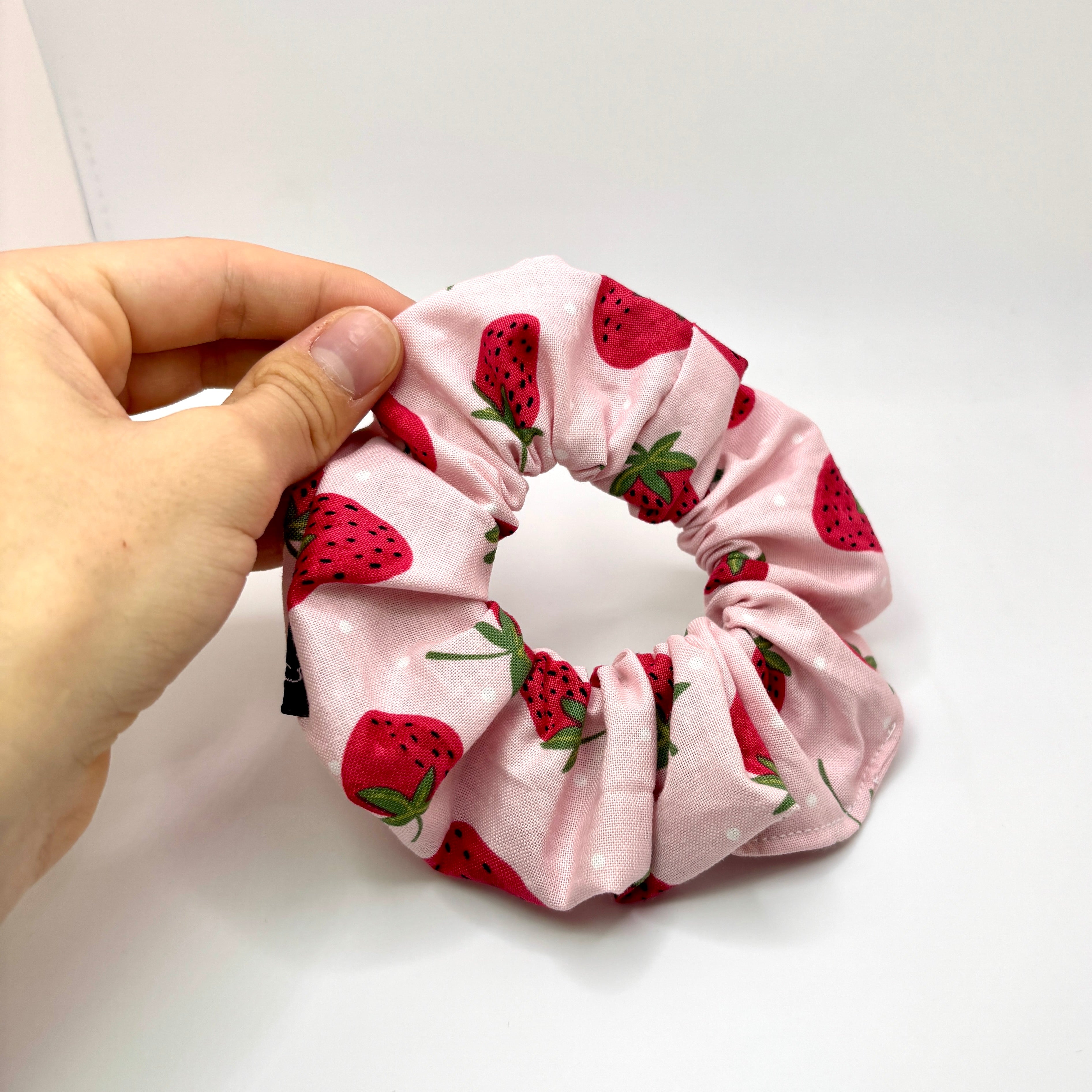Mini Pink Strawberry Summer Scrunchie