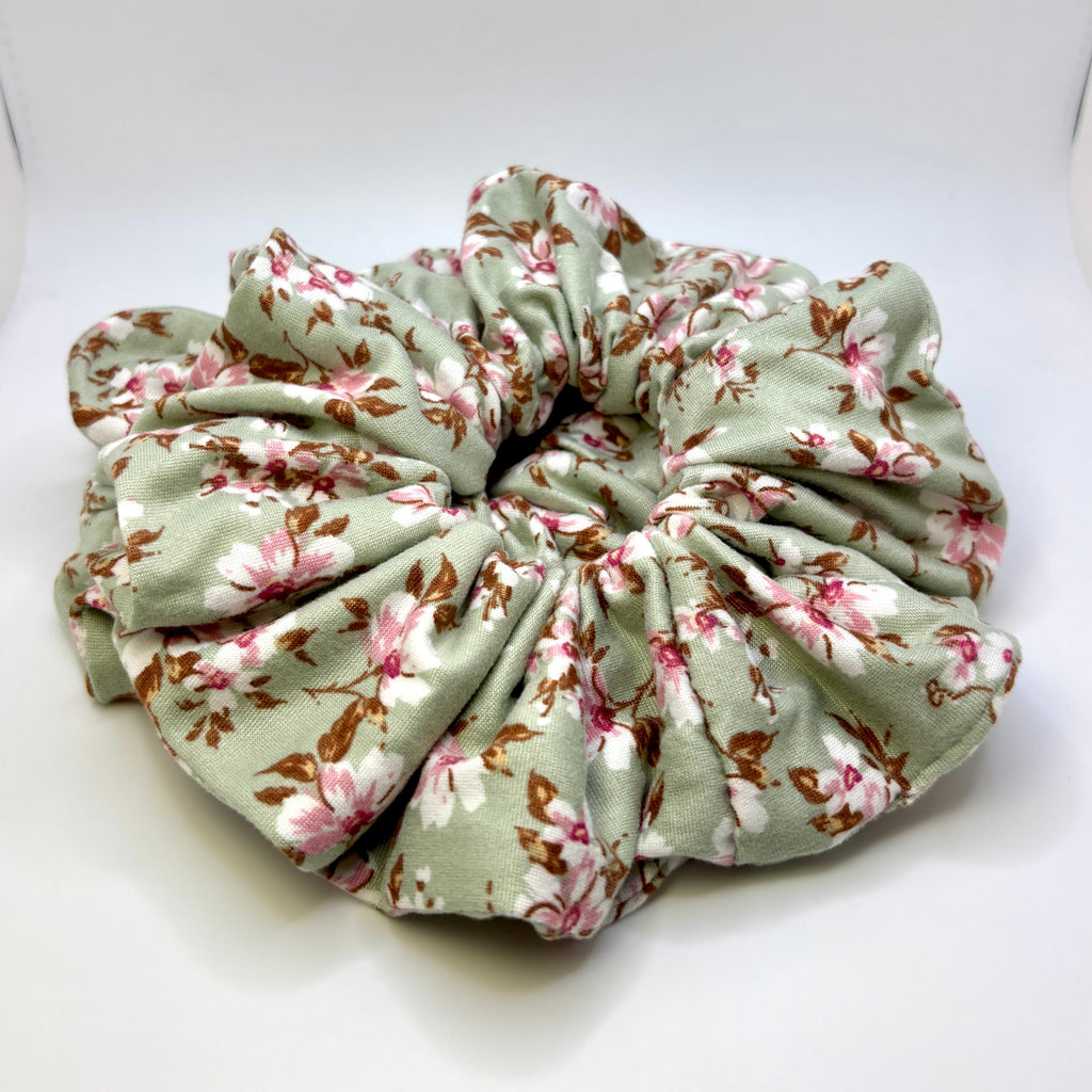 Pink Floral Sage Scrunchie