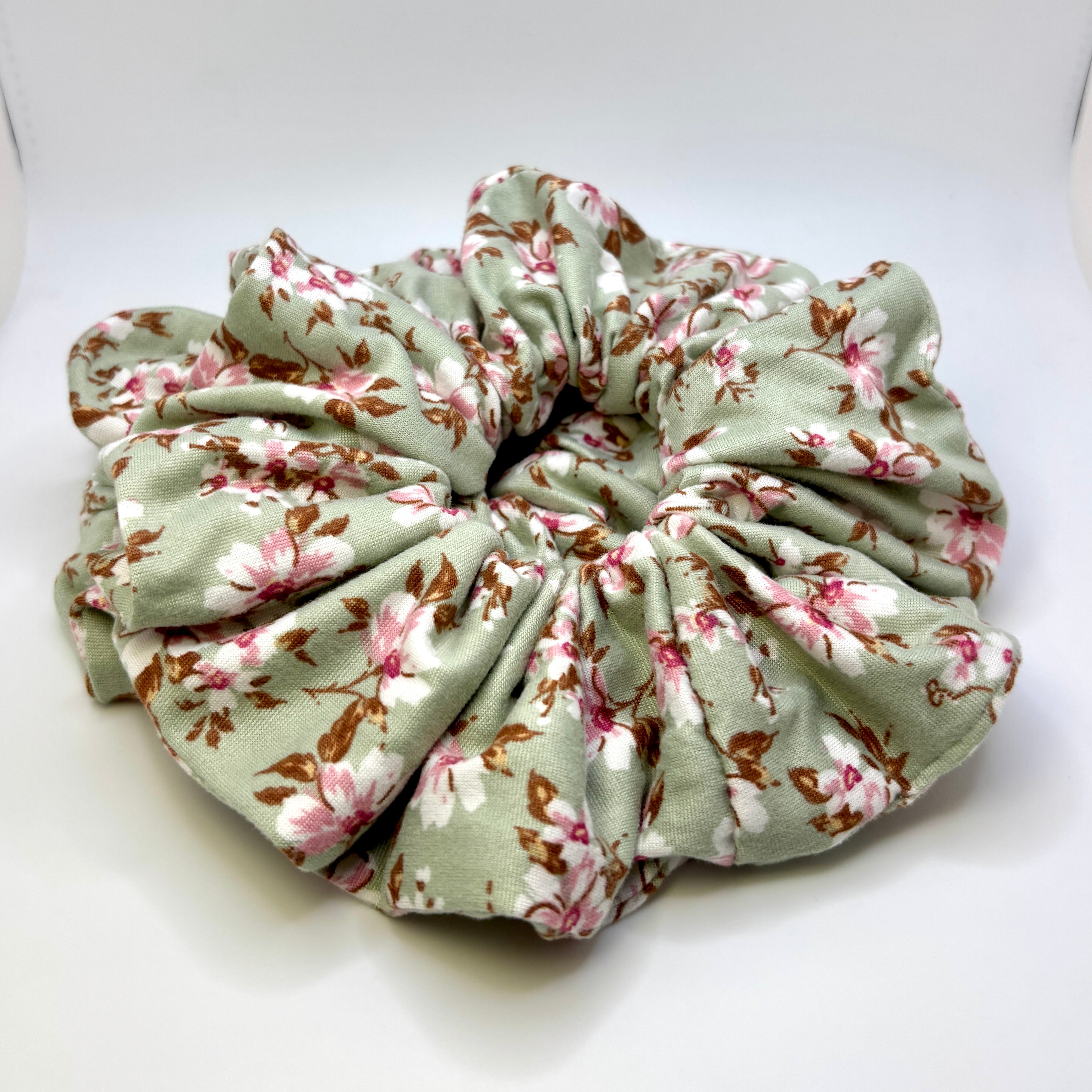 Pink Floral Sage Scrunchie
