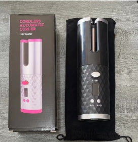 Wireless automatic electric hair curler with rotating ceramic curling barrel, digital temperature controls and cordless rechargeable design for creating defined curls, loose waves and salon-style hairstyles; portable curling iron and styling tool for women, suitable for home, travel and everyday hair styling.