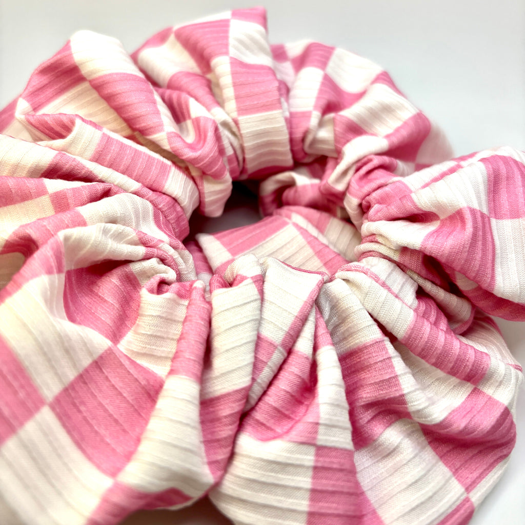 Pink Checkered Summer Scrunchie