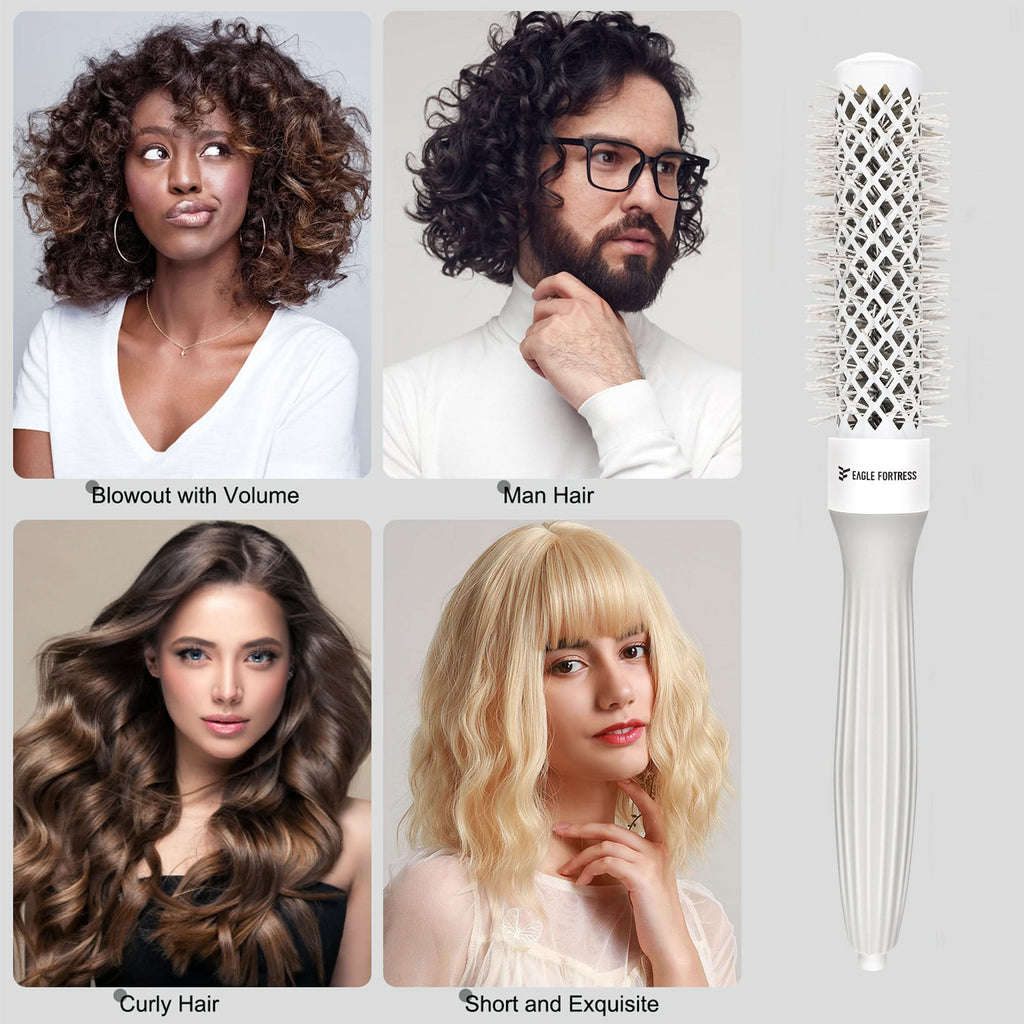 Eagle Fortress XL Ceramic + Ionic Round Hair Brush 0.98 in - Grey