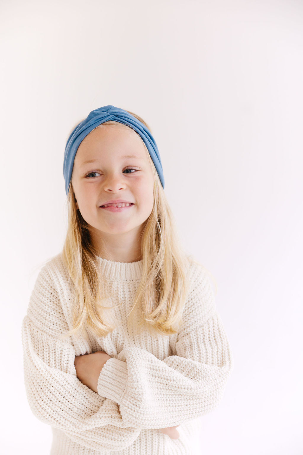 Blue Solid Twisted Turban for Girls & Adults