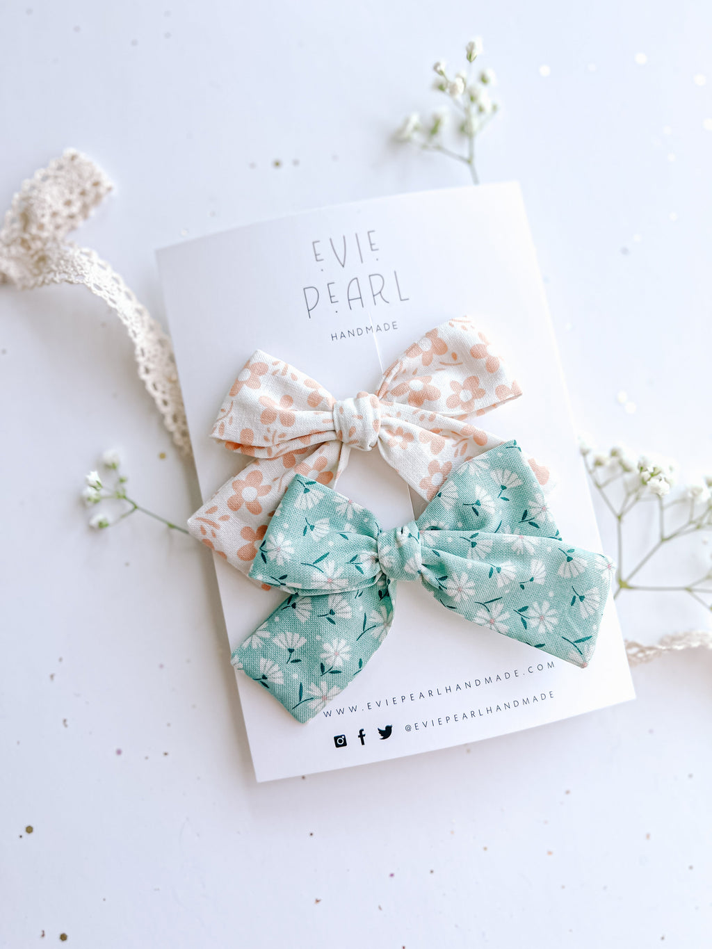 Cream Pink Daisy & Green Floral Medium Pinwheel Set