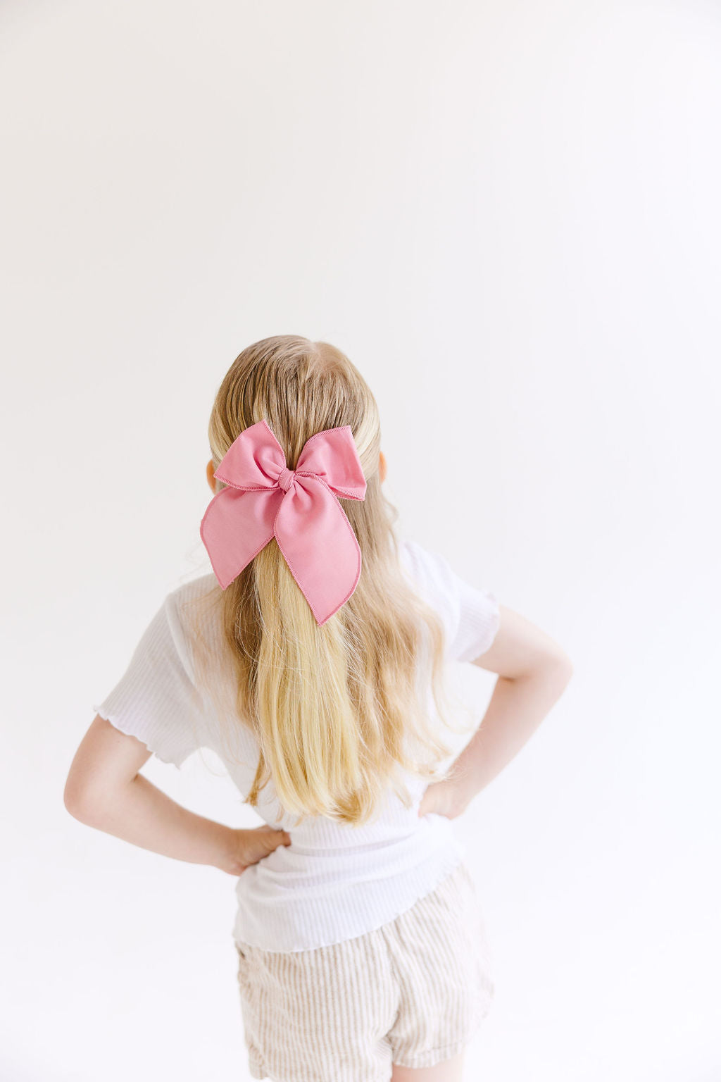 Blue Solid Oversized Bow