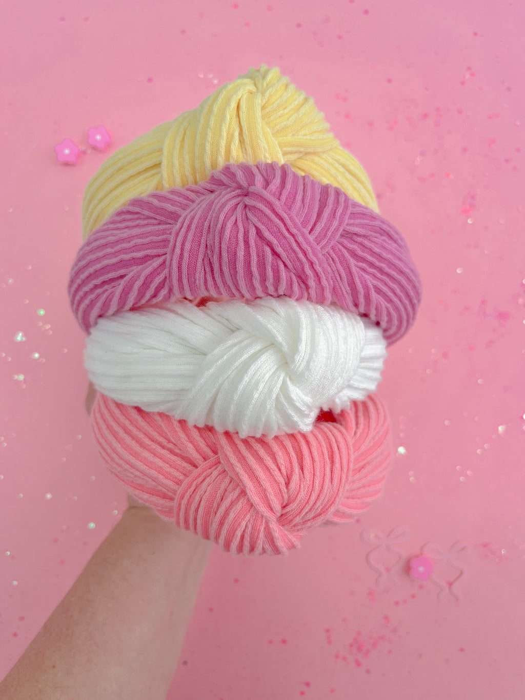 Crisp White Ribbed Knotted Headband