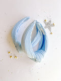 Baby Blue Ribbed Knotted Headband