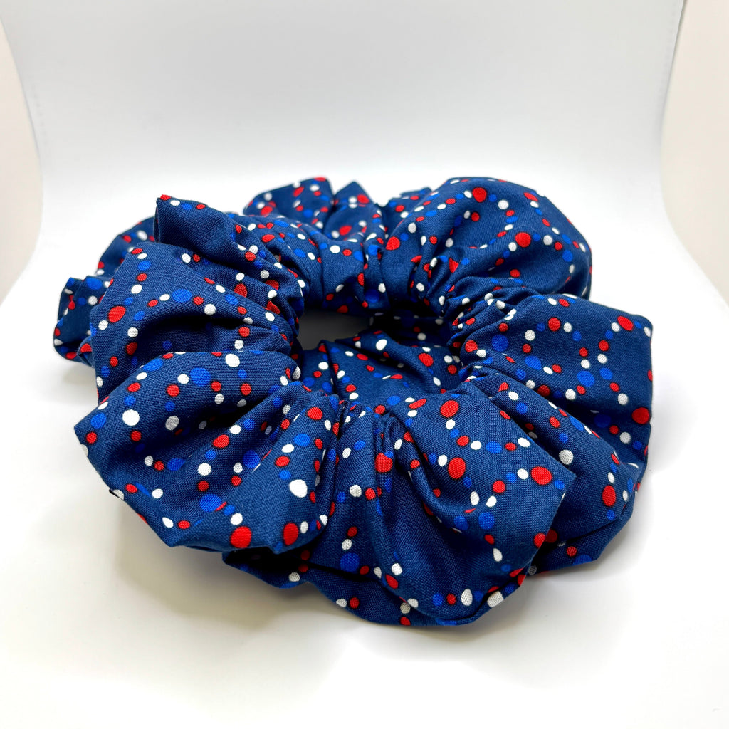 Navy Patriotic Dotted Scrunchie