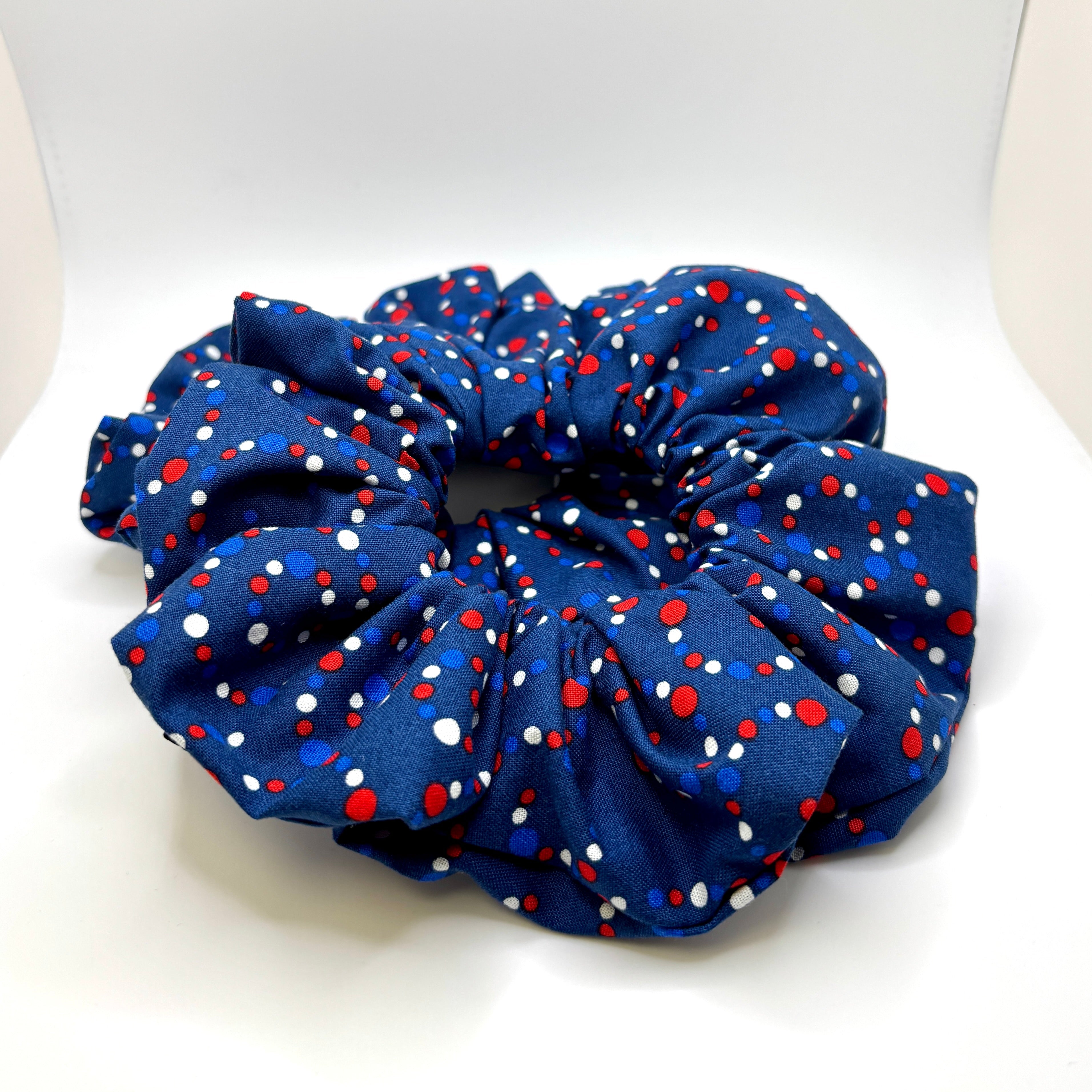 Navy Patriotic Dotted Scrunchie