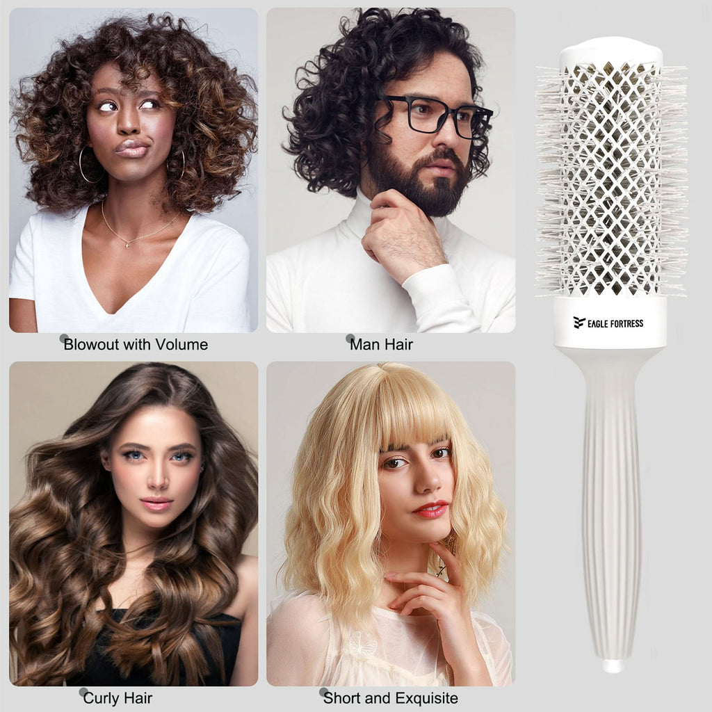 Eagle Fortress XL Ceramic + Ionic Round Hair Brush 1.69 in - Grey