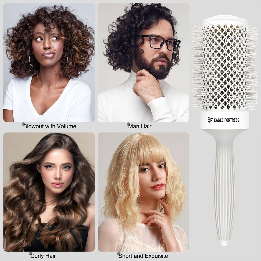 Eagle Fortress XL Ceramic + Ionic Round Hair Brush 2.09 in - Grey