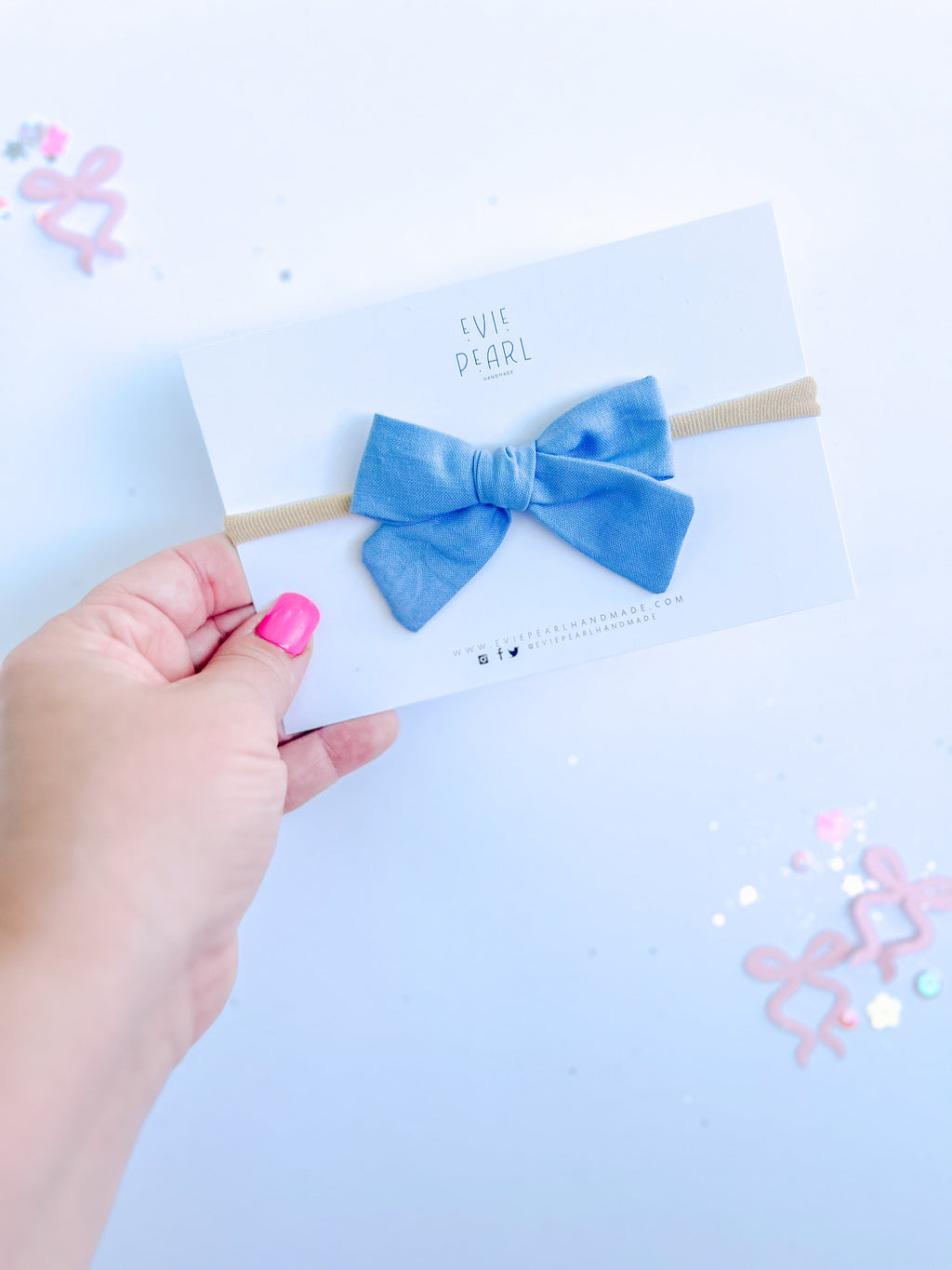 Blue Mini Pinwheel Bow