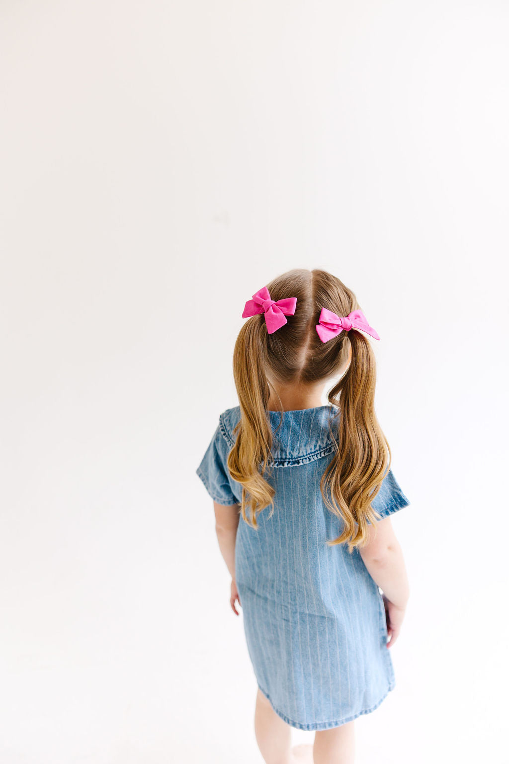 Blue Mini Solid Pinwheel Pigtail Bow Set