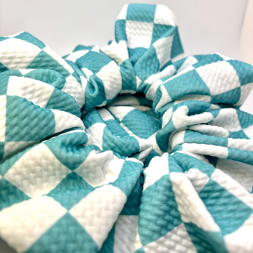 Blue Checkered Bullet Scrunchie