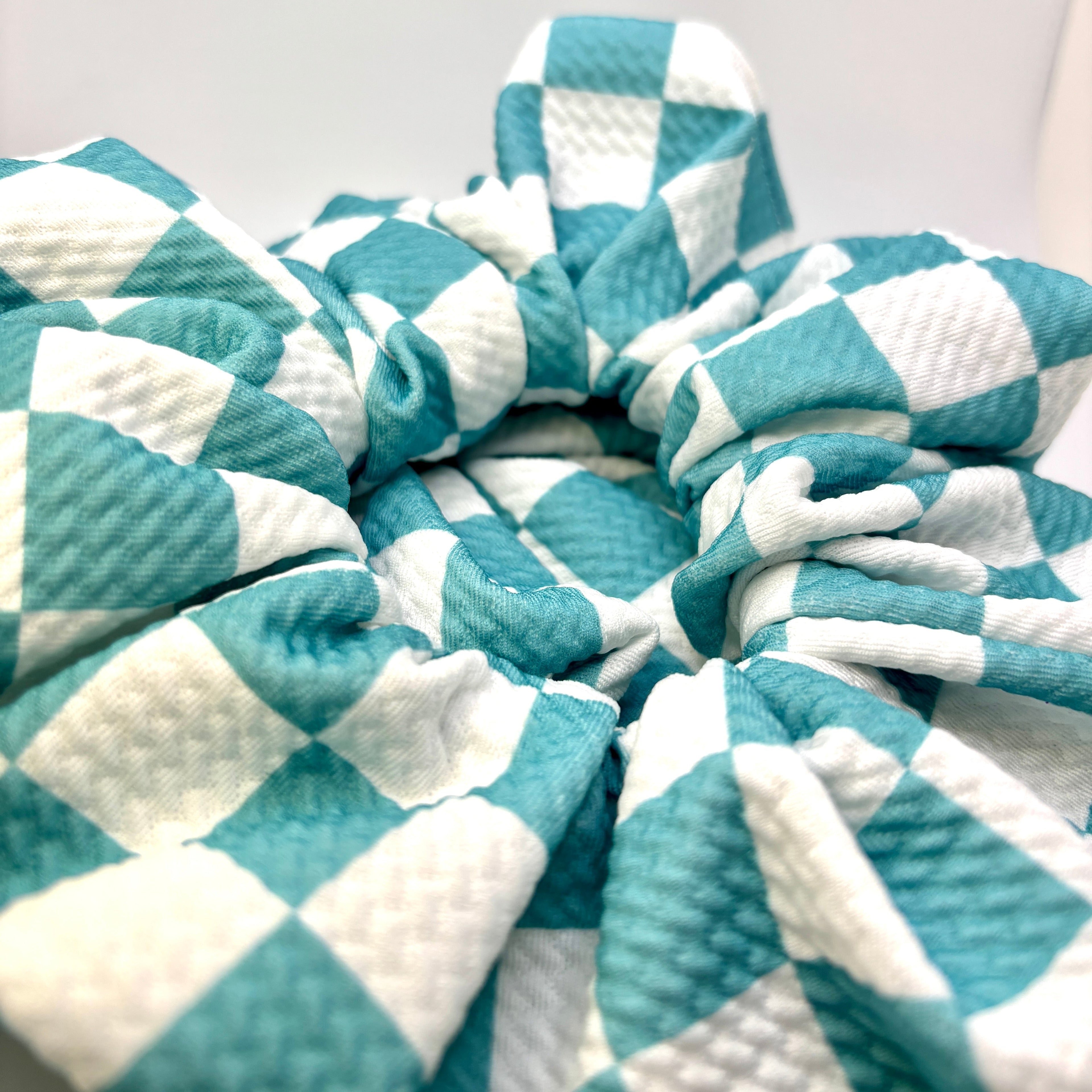 Blue Checkered Bullet Scrunchie
