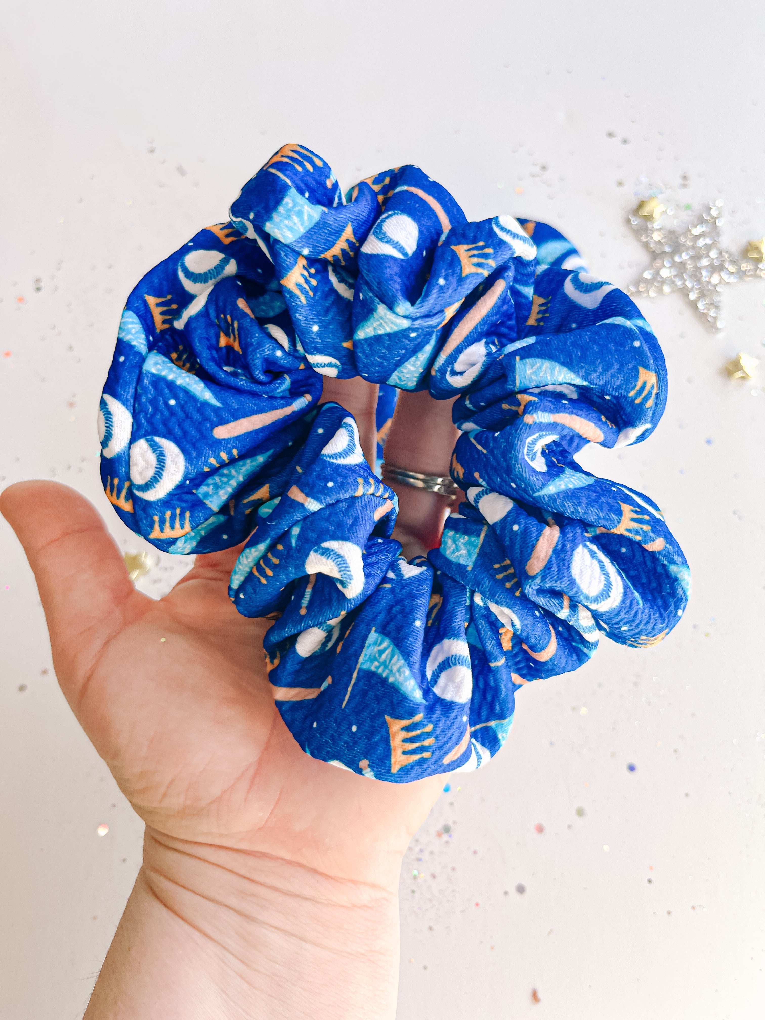 Blue Kansas City Baseball Regular Scrunchy